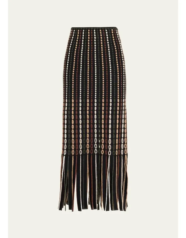 Fringe Knit Midi Skirt