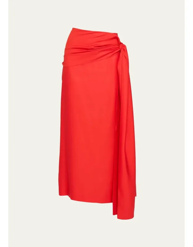 Knotted Wrap Silk Maxi Skirt