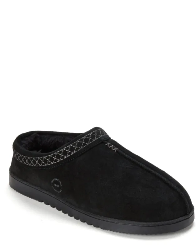 Genuine Suede Clog Slipper With Embroidery