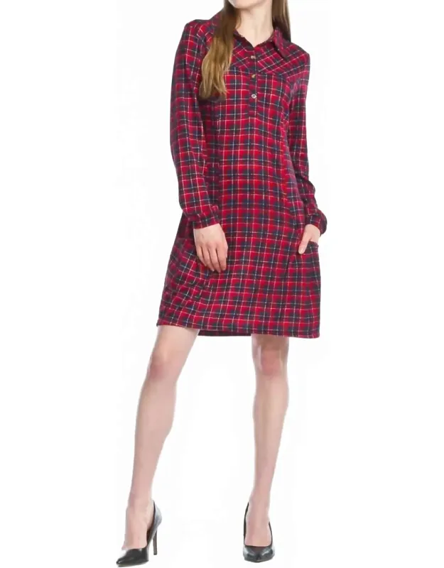 Plaid Henley Sweater Dress