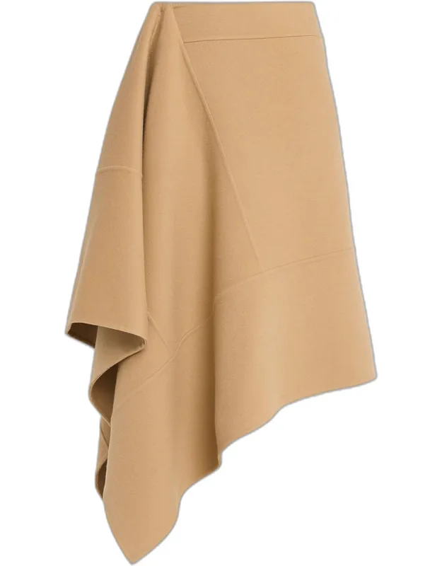 Asymmetric Wool Midi Skirt