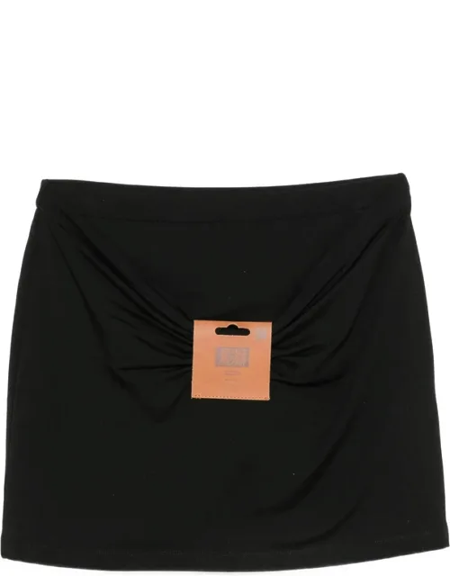 Gathered Logo-patch Mini Skirt