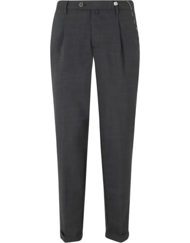 Turn-up Waist Loops Wool Trousers