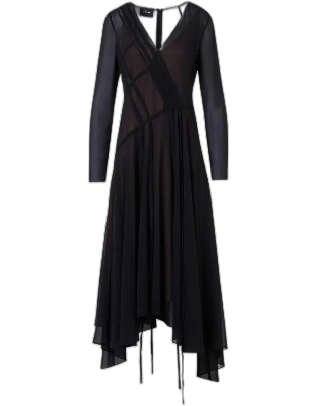 Asymmetric Seamed Midi Dress