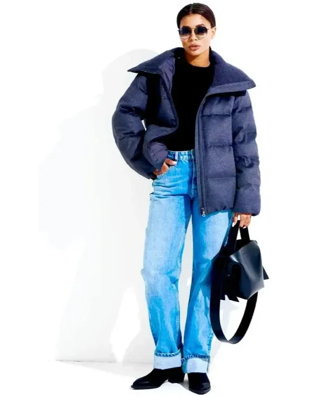 Wool Silk Blend Down Fill Coat