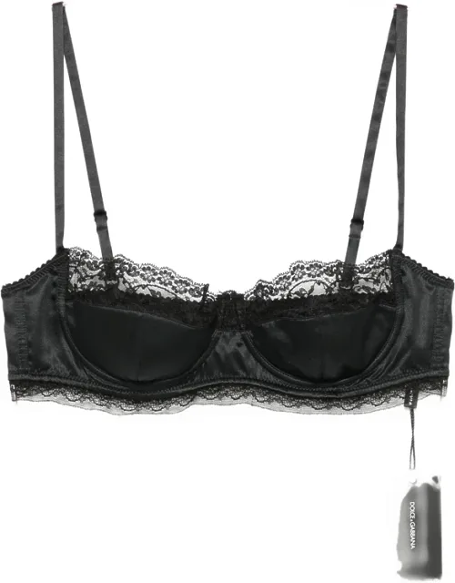 Lace-trim Satin Bra