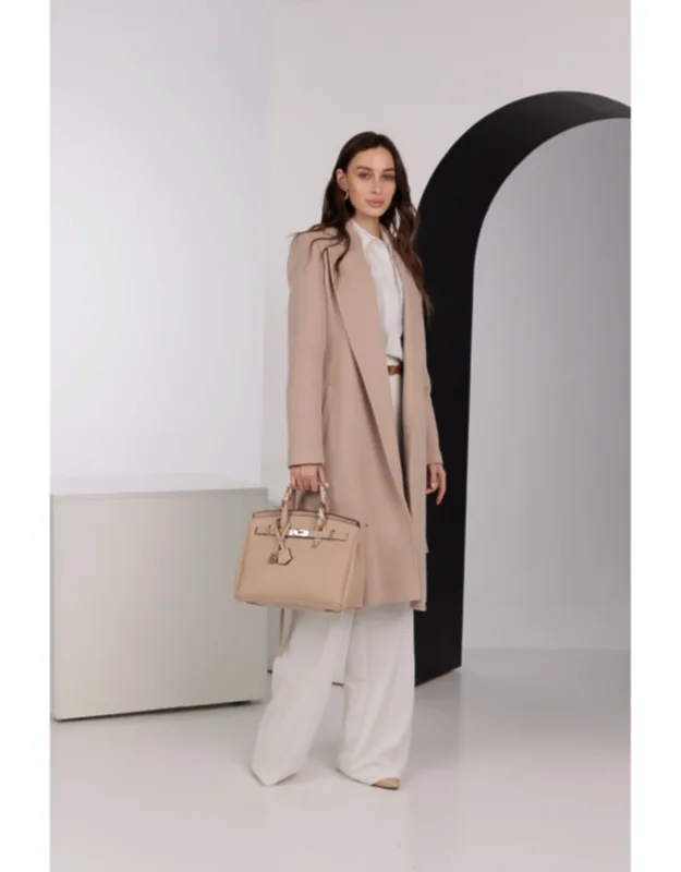 Classic Wraparound Wool Blend Overcoat