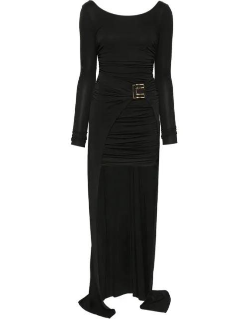 Ruched Logo-buckle Asymmetric Dress