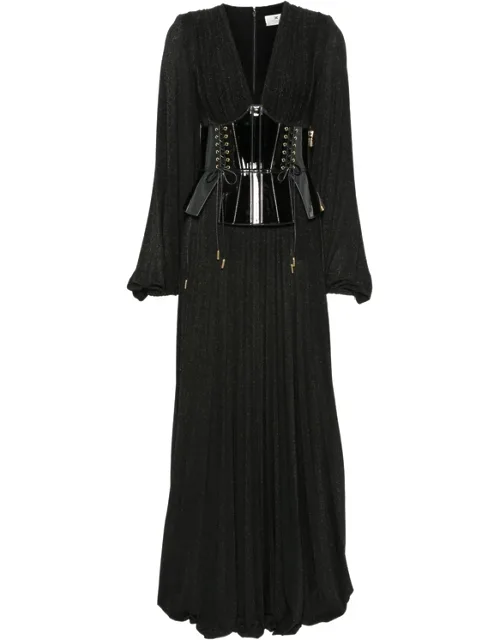 Corset-style Pleated Maxi Dress