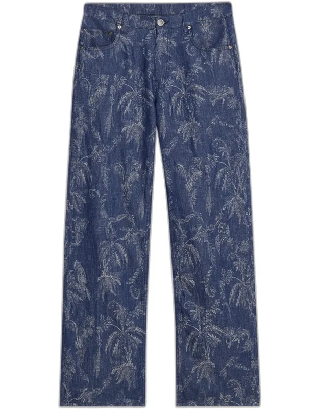 Roma Jacquard Denim Straight-leg Jeans