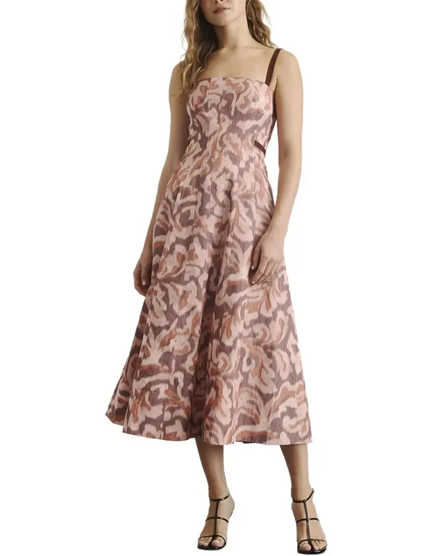 Linen-blend Midi Dress