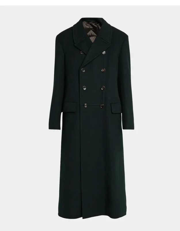 Wool And Cashmere Melton Double-breasted Officer Coat
