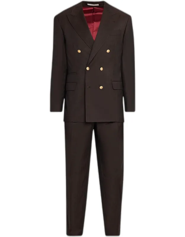 Wool And Cashmere Chevron Double-breasted Suit