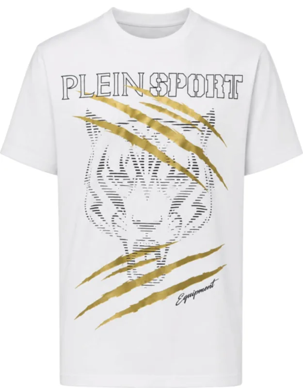Round Neck T-shirt Scratch With Tiger Graphic