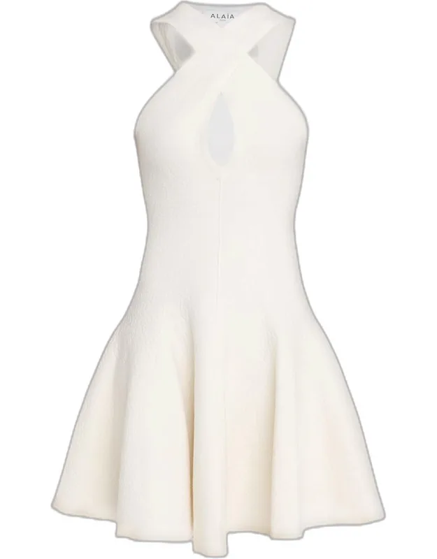 Halterneck Compact Knit Mini Dress