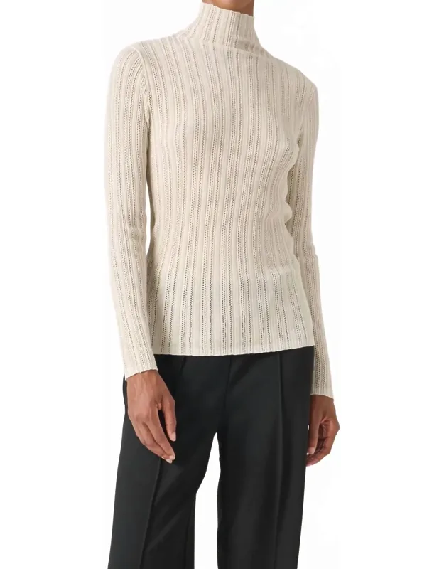 Metallic Turtleneck Pullover Sweater