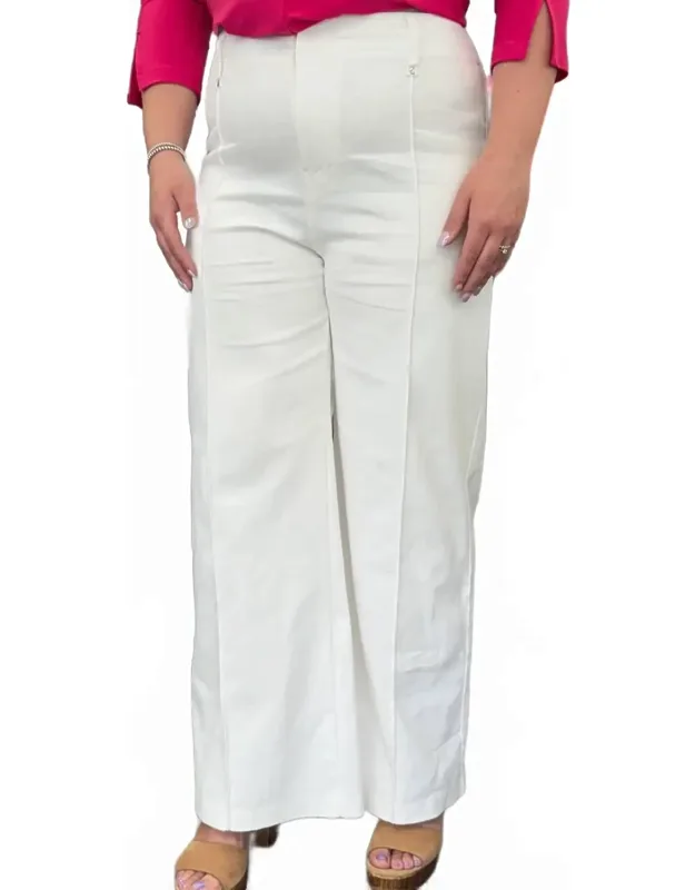 Solid High-rise Wide Leg Pants