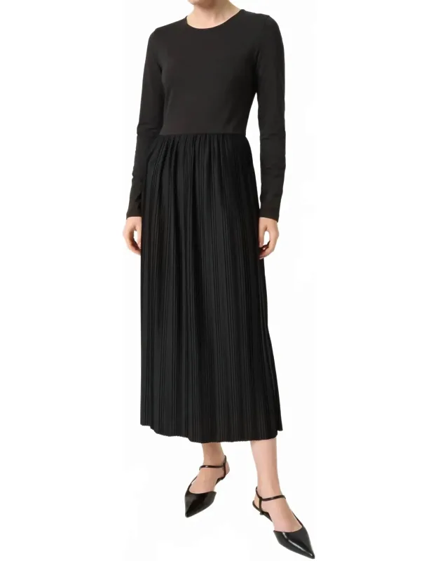 Plisse Long Sleeve Maxi Dress