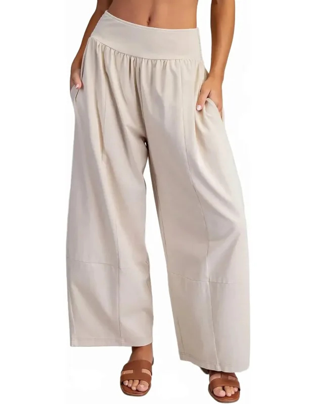 Bagged Casual Wide Leg Pants