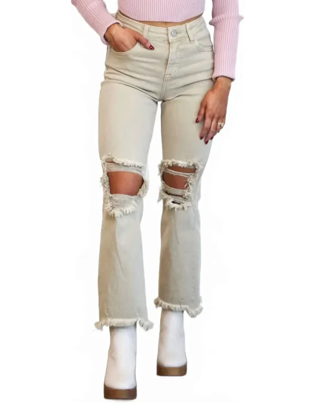 Distressed High Rise Straight Leg Jeans