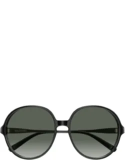 Linea V Logo Recycled Acetate Round Sunglasses
