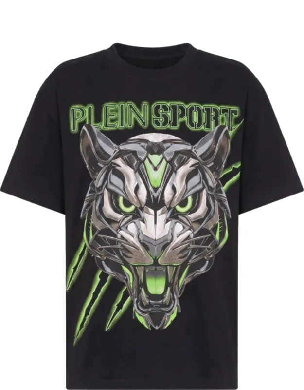 _round Neck T-shirt Fluo Tiger With Bold Tiger Graphic And Relaxed Silhouette_