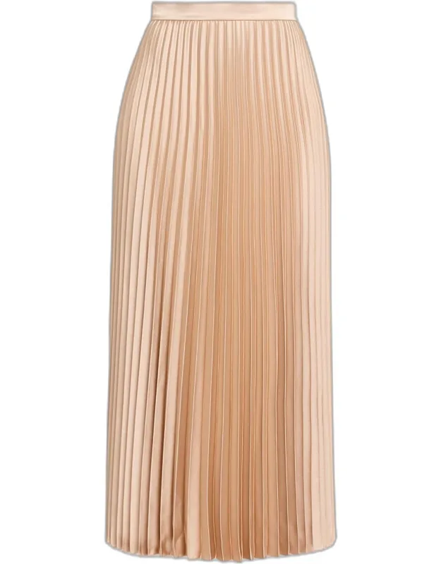 Pleated Washed Satin Maxi Skirt