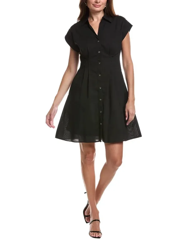 Pleated Linen-blend Mini Dress