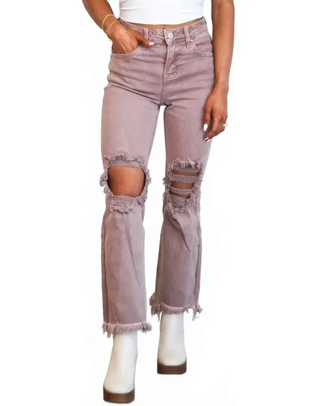 Distressed High Rise Straight Leg Jeans