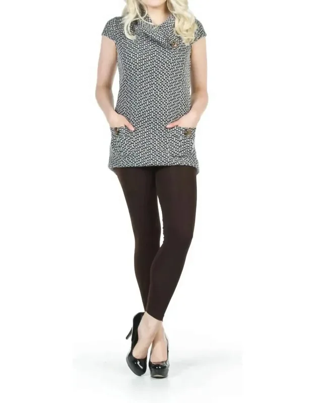 Textured Drape Neck Patch Pocket Sweater Dress