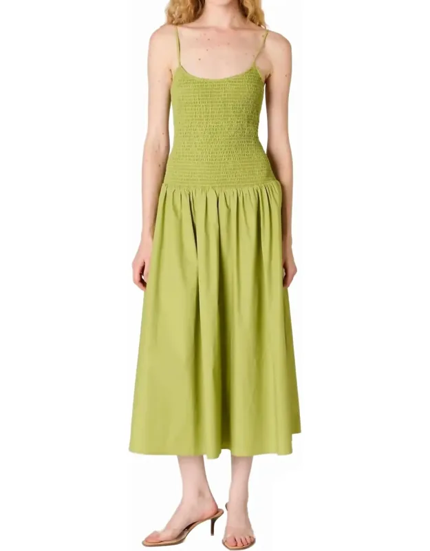 Smocked Bodice Midi Dress