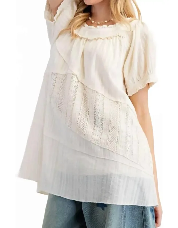 Lace Mix Mineral Washed Woven Tunic