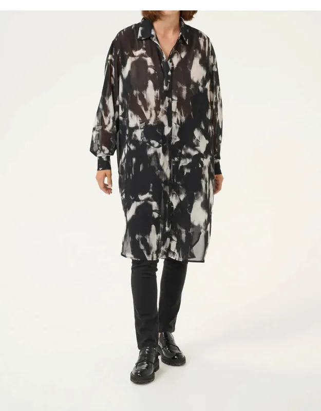 Sheer Long Sleeve Shirt Dress