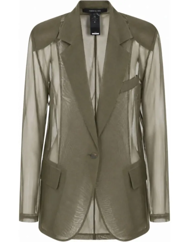 Organza Single-breasted Silk Blazer