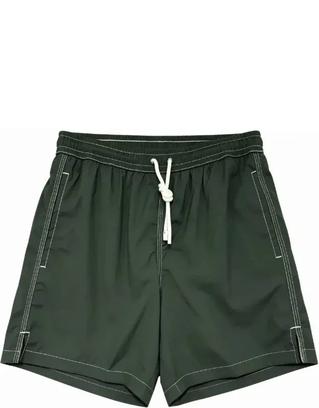 Madeira Airstop Swim Shorts Trunks In Dark Green, Crafted From 100% Polyester, Minimalist Staple For Beach Day