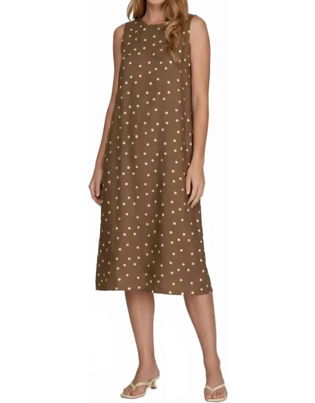 Sleeveless Woven Polka Dot Midi Dress