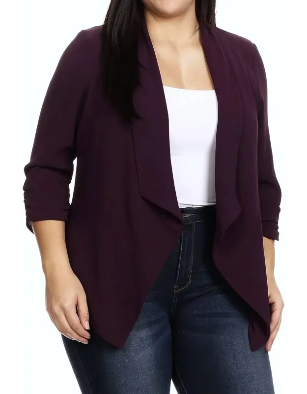 Open Front Waist Length Blazer Cardigan