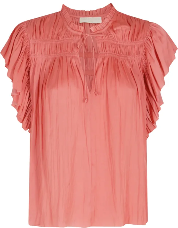Flutter Sleeve Drawstring Blouse