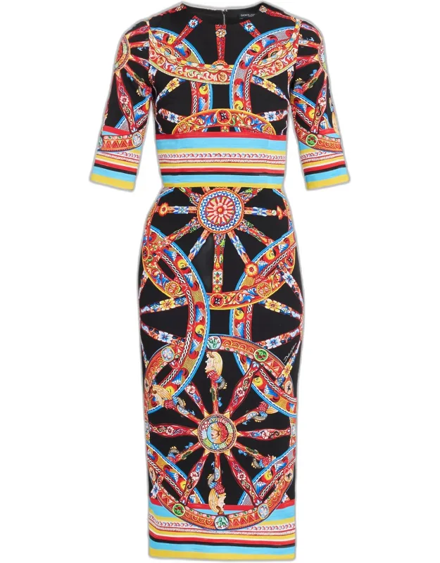 3/4-sleeve Midi Day Dress