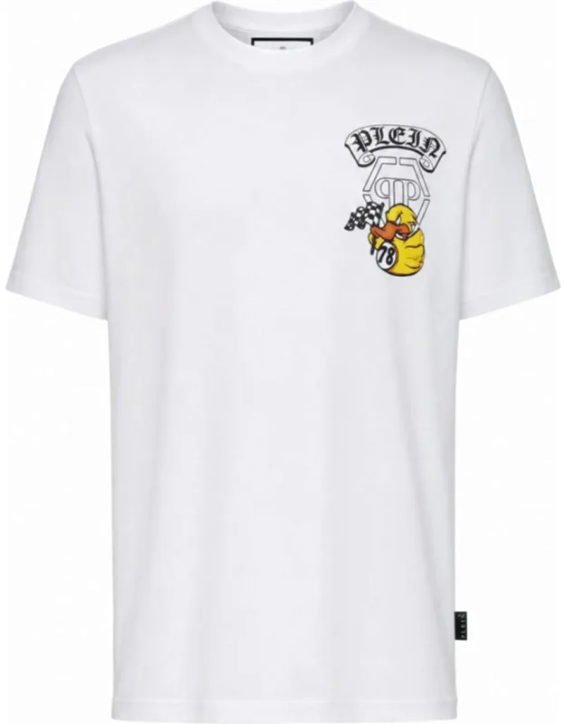 Jersey T-shirt With Striking Graphic Elements And Rib-knit Neckline
