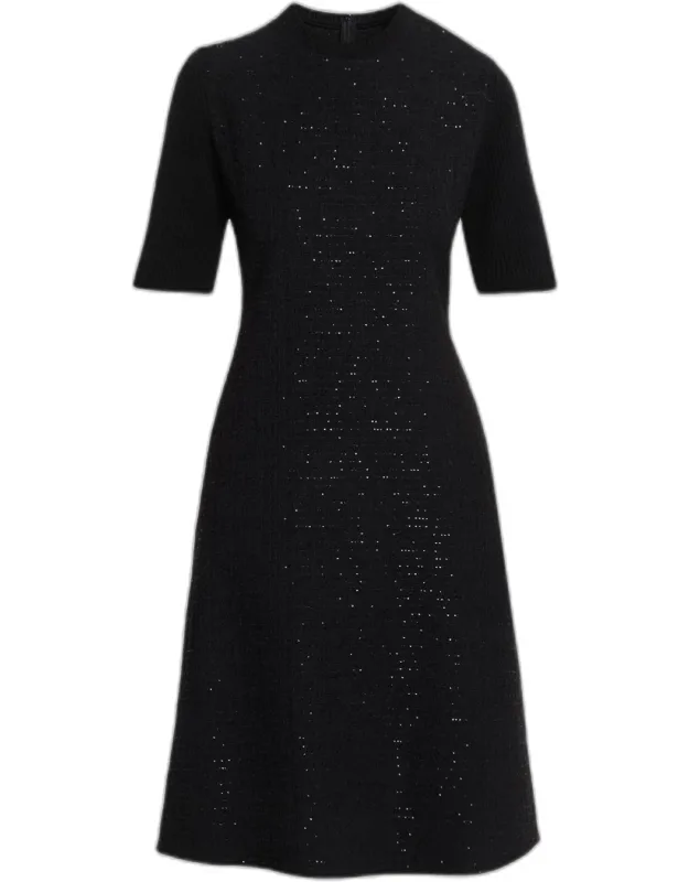 A-line Sequin Tweed Dress