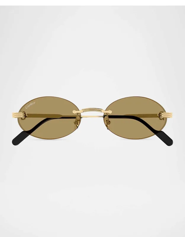 Premiere Rimless Oval Metal Sunglasses