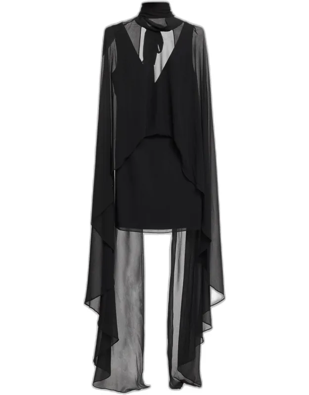 Draped Turtleneck Mini Dress
