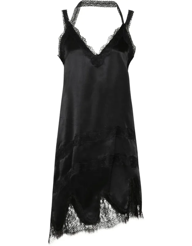 Delicate Lace Satin Slip Dress