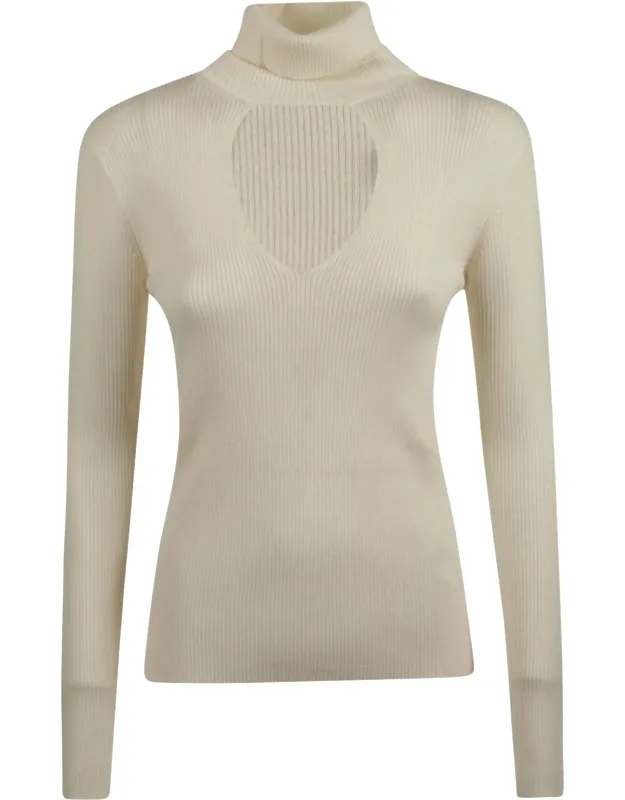 Ribbed Wool Heart Turtleneck Sweater
