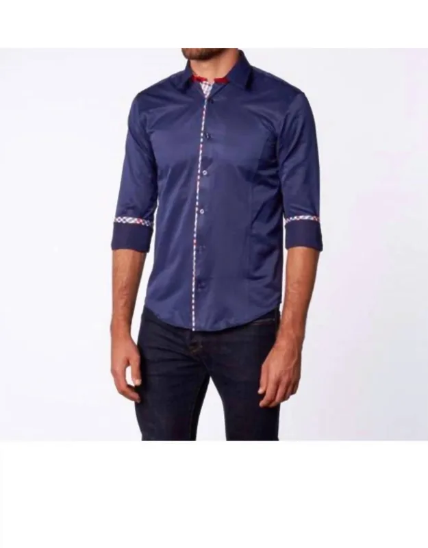 Button Down Shirt With Plaid Trim