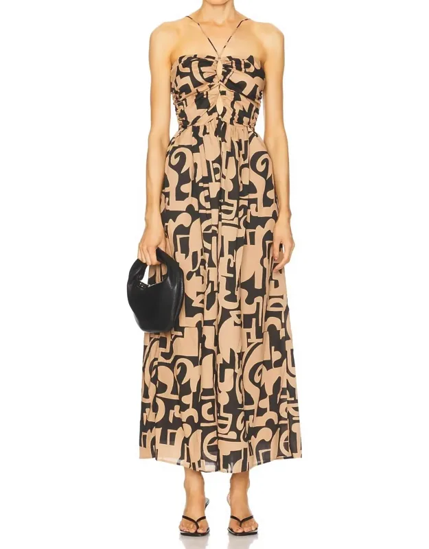 _silvia Midi Dress With Halter Neckline And Side Vent Pockets_