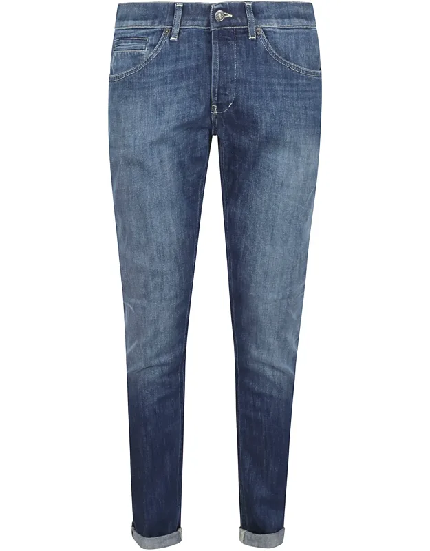 George Slim Fit Jeans With Classic Five-pocket Style And Subtle Fading