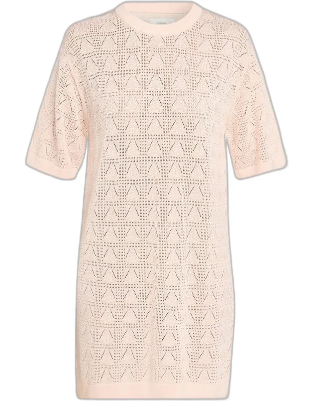 Pointelle Knit Short-sleeve T-shirt Dress