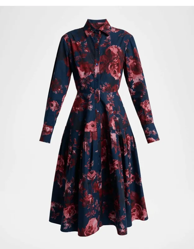 Floral Cotton Midi Shirtdress
